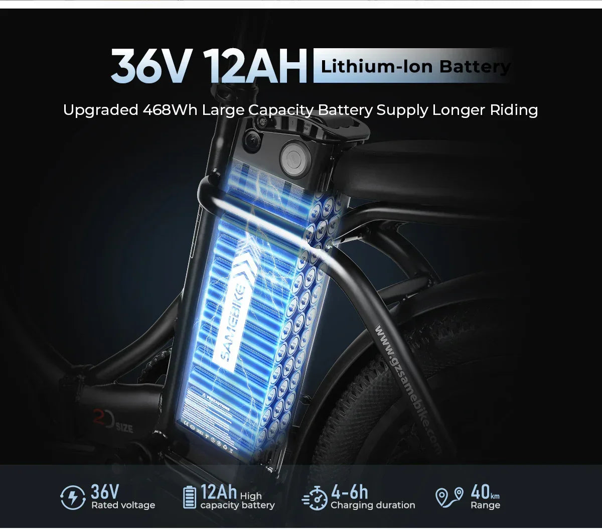 Battery info - Samebike CY20 Electric Bike - Pogo Cycles, Ireland