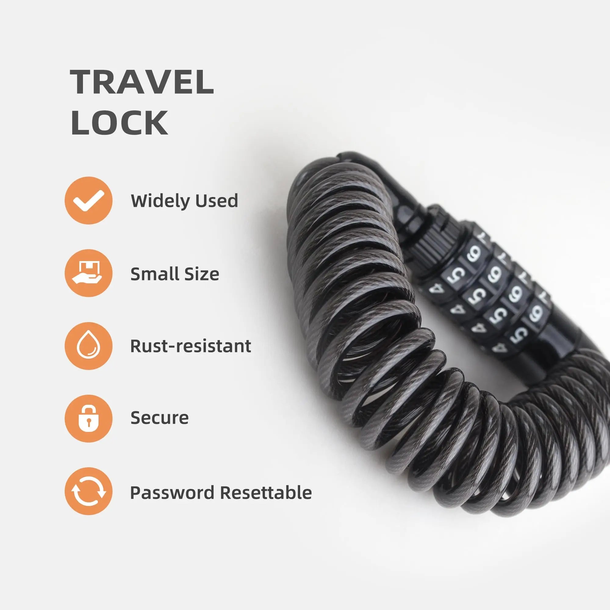 DOMEN Bicycle Lock Steel Wire Chain Lock Bike Motorcycle 4 Digit Password Steel Wire Locks Anti-theft Wire Rope Lock Helmet Lock