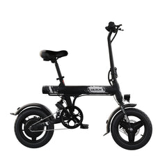 Black VARUN C14-1 Compact Folding Electric Bike with 'VARUN' branding on a white background