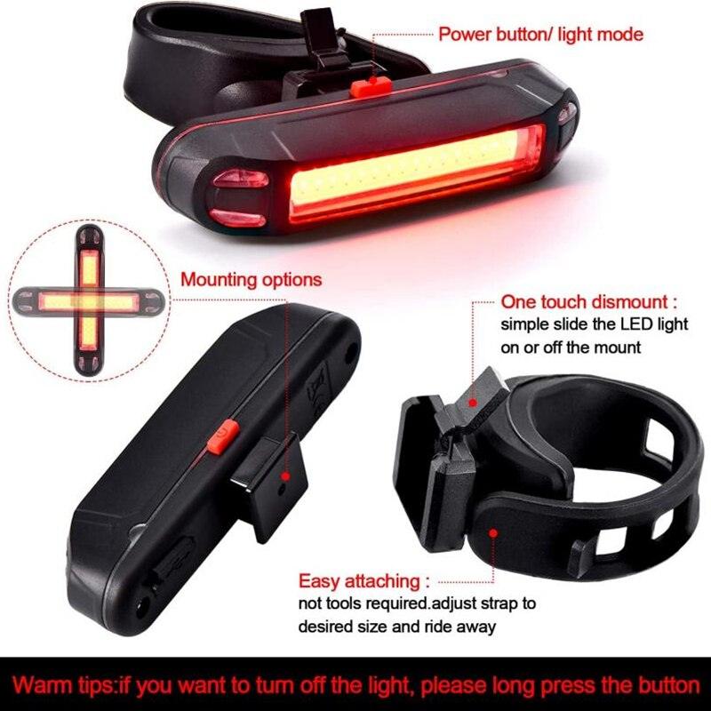 Bicycle Rear Light Waterproof USB Rechargeable LED Safety Warning Lamp Bike Flashing Accessories Night Riding Cycling Taillight - Pogo Cycles