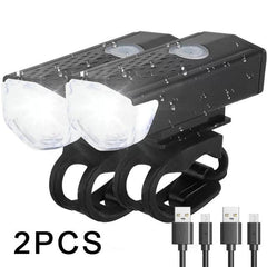 Bike Bicycle Light USB LED Rechargeable Headlight Set Rainproof Cycling Front Back Headlight Lamp Bicycle Warning Flashlight - Pogo Cycles