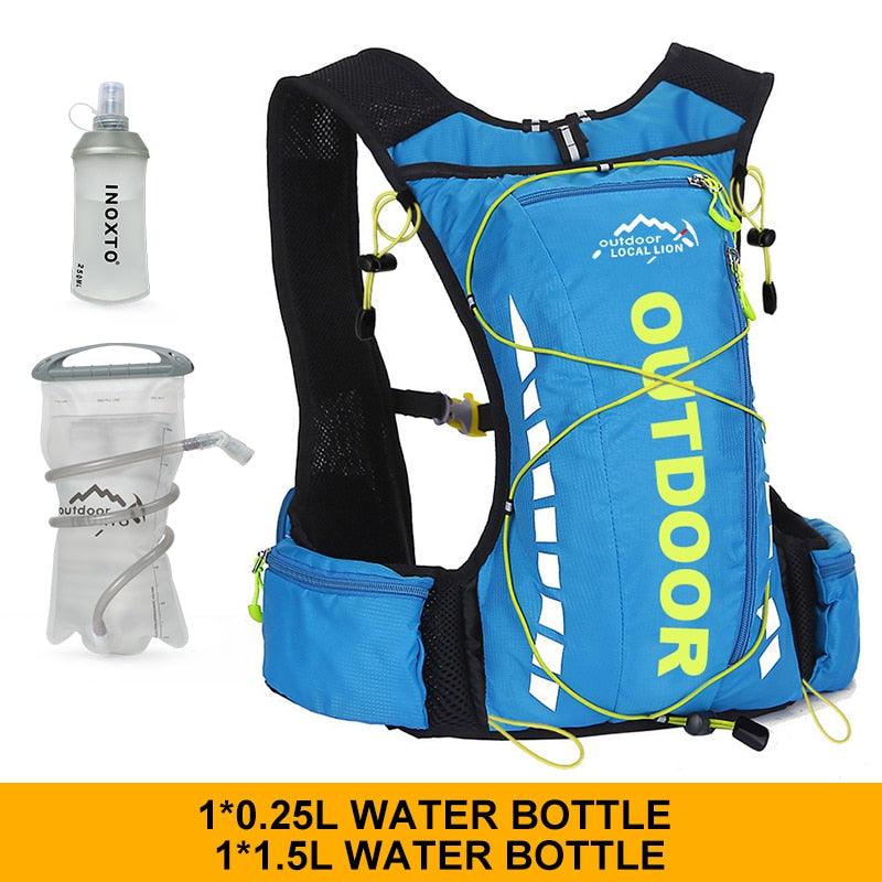 Cycling backpack for men and women, nylon bag, waterproof 8 liters, hiking and camping, 250ml water bottle with 1.5L water bag - Pogo Cycles