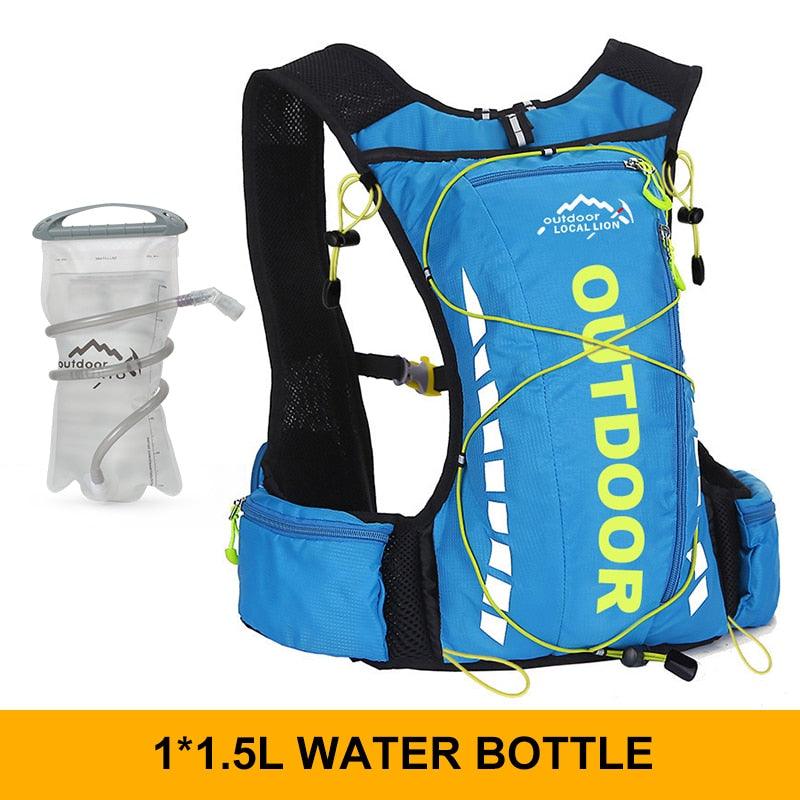 Cycling backpack for men and women, nylon bag, waterproof 8 liters, hiking and camping, 250ml water bottle with 1.5L water bag - Pogo Cycles