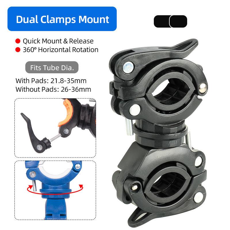 Deemount Bicycle Light Bracket Bike Lamp Holder LED Torch Headlight Pump Stand Quick Release Mount 360 Degree Rotatable HLD-211 - Pogo Cycles