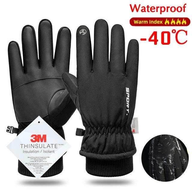 Men Winter Waterproof Cycling Gloves Outdoor Sports Running Motorcycle Ski Touch Screen Fleece Gloves Non-slip Warm Full Fingers - Pogo Cycles available in cycle to work