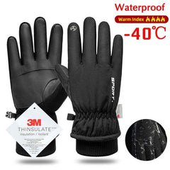 Men Winter Waterproof Cycling Gloves Outdoor Sports Running Motorcycle Ski Touch Screen Fleece Gloves Non-slip Warm Full Fingers - Pogo Cycles