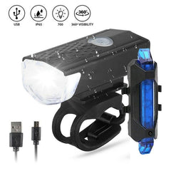 MTB Front Rear Bicycle Bike Lights Set Mountain Bike Night Cycling Headlight USB LED Safety Warning Taillight Bike Accessories - Pogo Cycles