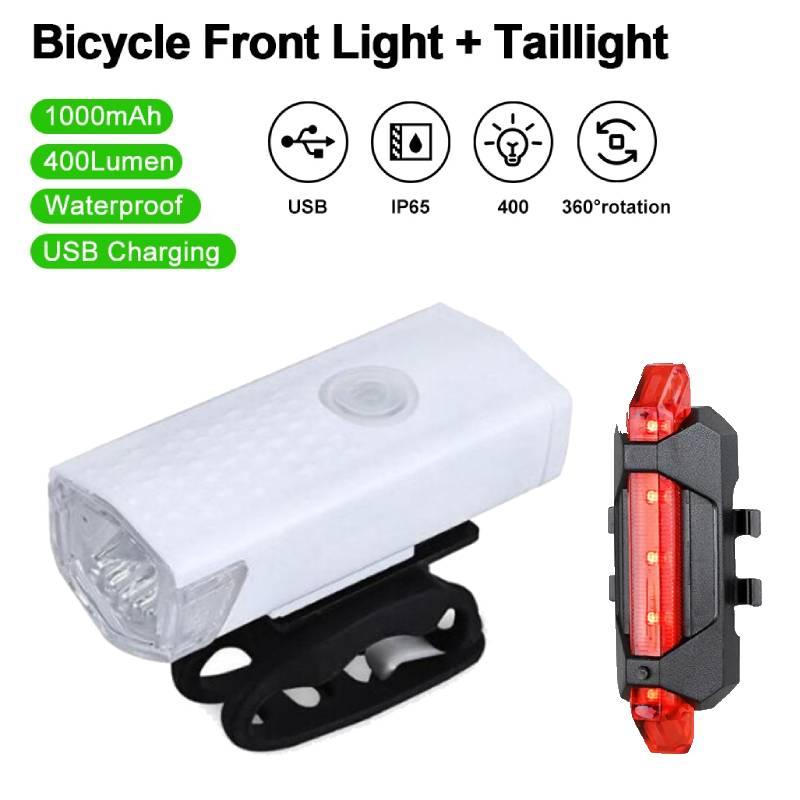 MTB Mountain Bicycle Lamp Bicycle Light Front Rear Taillight USB Rechargeable Waterproof MTB Bike Headlight Cycling Flashlight - Pogo Cycles