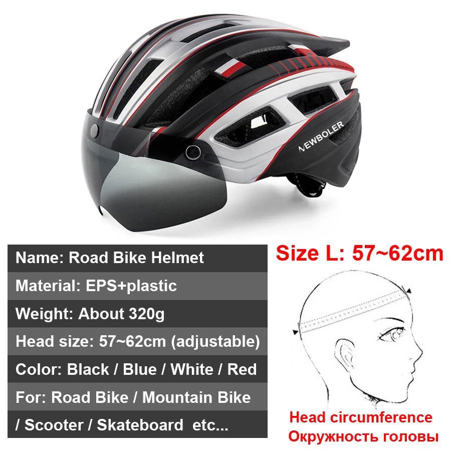 NEWBOLER Cycling Helmet Man Women LED Light Helmet Road Mountain Bike Helmet Lens For Riding Bicycle Sports Skateboard Scooter - Pogo Cycles