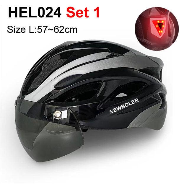 NEWBOLER Cycling Helmet Man Women LED Light Helmet Road Mountain Bike Helmet Removable Lens Riding Bicycle Helmet With Goggles - Pogo Cycles