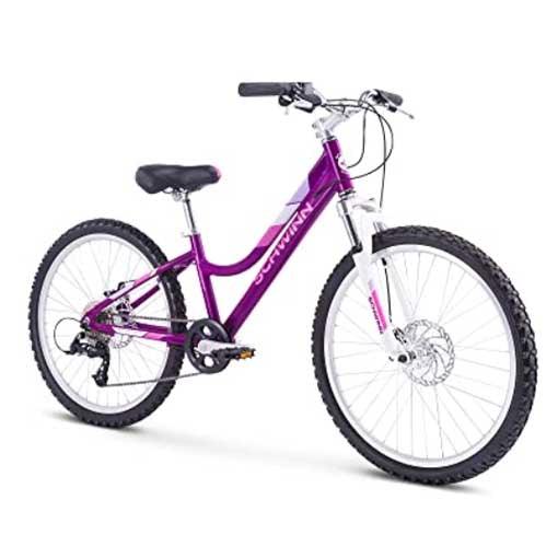 Schwinn Breaker 24" G Kids Bike 21-Speed Mountain Bike for Girls Alloy Steel & Aluminum Frame with Dual Disc Brake for Maximum Safety and Comfortable Ride Purple - Pogo Cycles