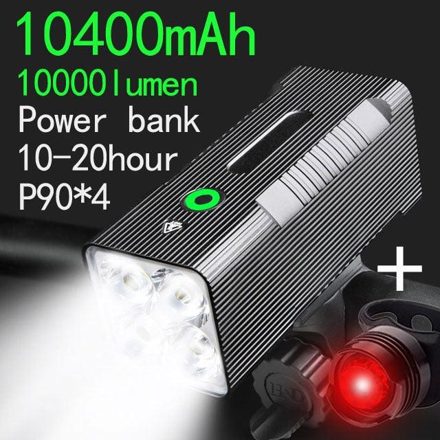 Super Bright Flashlight- Front Lights & Back Rear 10400mAh/12800mAh - Pogo Cycles