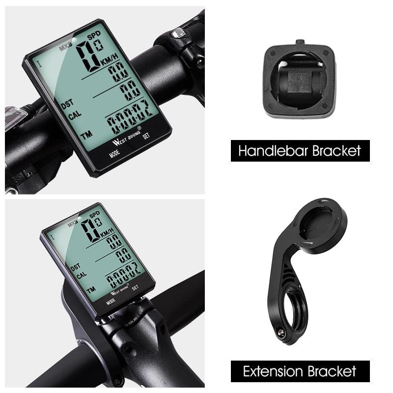 WEST BIKING 2.8" Large Screen Bicycle Computer Wireless Wired Bike Computer Waterproof Speedometer Odometer Cycling Stopwatch - Pogo Cycles