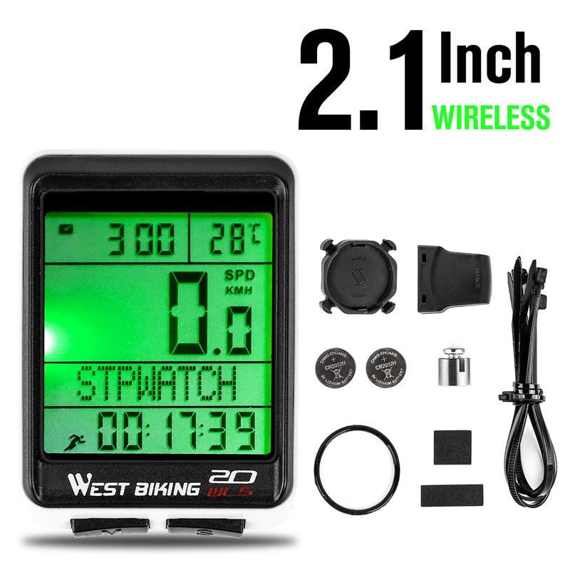 WEST BIKING Bike Computer Multifunction LED Digital Rate MTB Bicycle Speedometer Wireless Cycling Odometer Computer Stopwatch - Pogo Cycles