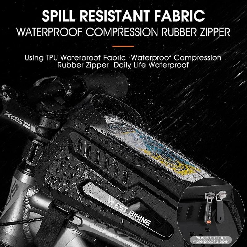 WEST BIKING Hard Shell TPU Bicycle Bag Touchscreen 6-7.4" Phone Stand Waterproof Front Beam Bag MTB Road Bike Cycling Equipment - Pogo Cycles