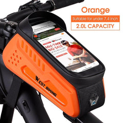 WEST BIKING Hard Shell TPU Bicycle Bag Touchscreen 6-7.4" Phone Stand Waterproof Front Beam Bag MTB Road Bike Cycling Equipment - Pogo Cycles