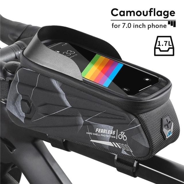 WEST BIKING Hard Shell TPU Bicycle Bag Touchscreen 6-7.4" Phone Stand Waterproof Front Beam Bag MTB Road Bike Cycling Equipment - Pogo Cycles