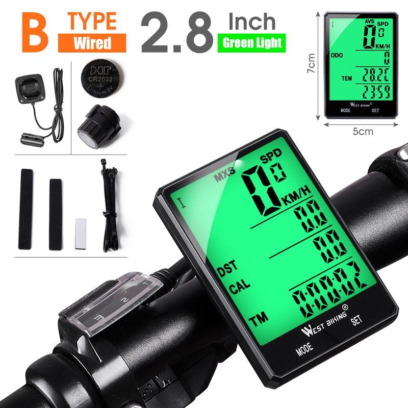 WEST BIKING Waterproof Bicycle Computer With Wireless Wired Bicycle Computer Bike Speedometer Odometer Bike Stopwatch - Pogo Cycles