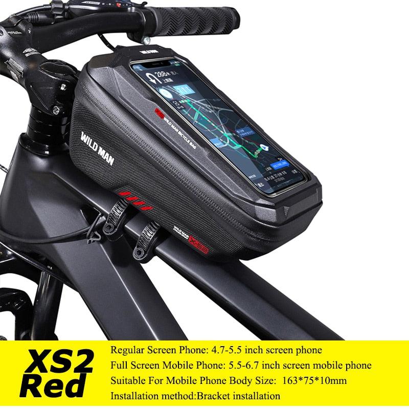 WILD MAN Bicycle Bag 5.5-6.6 Inch Phone Bag Waterproof Front Frame Bag Sensitive Touch Screen MTB Bag Road Bike Accessories - Pogo Cycles