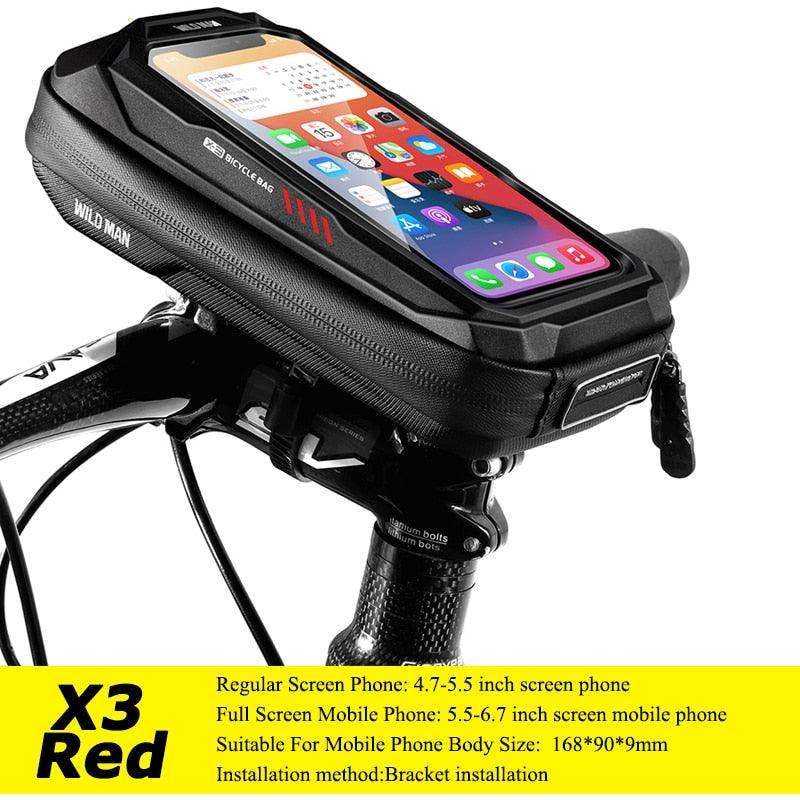 WILD MAN Bicycle Bag 5.5-6.6 Inch Phone Bag Waterproof Front Frame Bag Sensitive Touch Screen MTB Bag Road Bike Accessories - Pogo Cycles