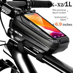 WILD MAN Bike Bag 2L Frame Front Tube Cycling Bag Bicycle Waterproof Phone Case Holder 7.4 Inches Touch Screen Bag Accessories - Pogo Cycles