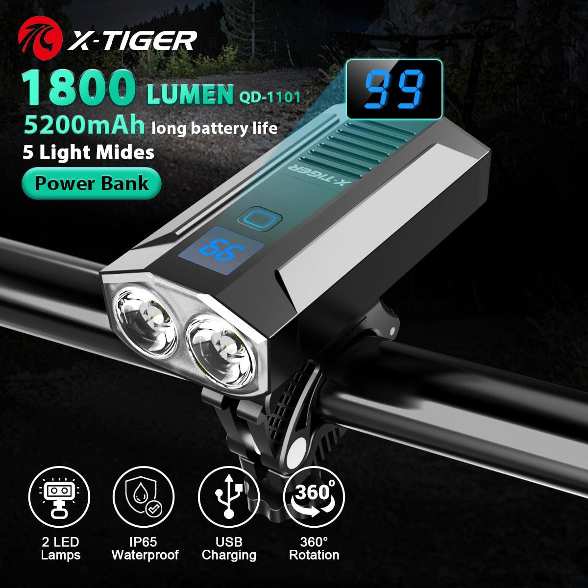 X-TIGER Bicycle Light Rainproof USB Charging LED Cycling Lights Front Lamp Headlight Aluminum Ultralight Flashlight Bike Light - Pogo Cycles