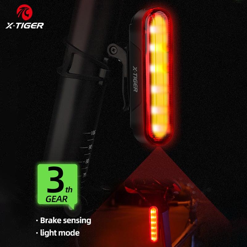 X-TIGER Bicycle Smart Auto Brake Sensing Light Waterproof LED Charging Cycling Taillight Bike Rear Light Warn Bicycle Tail light - Pogo Cycles