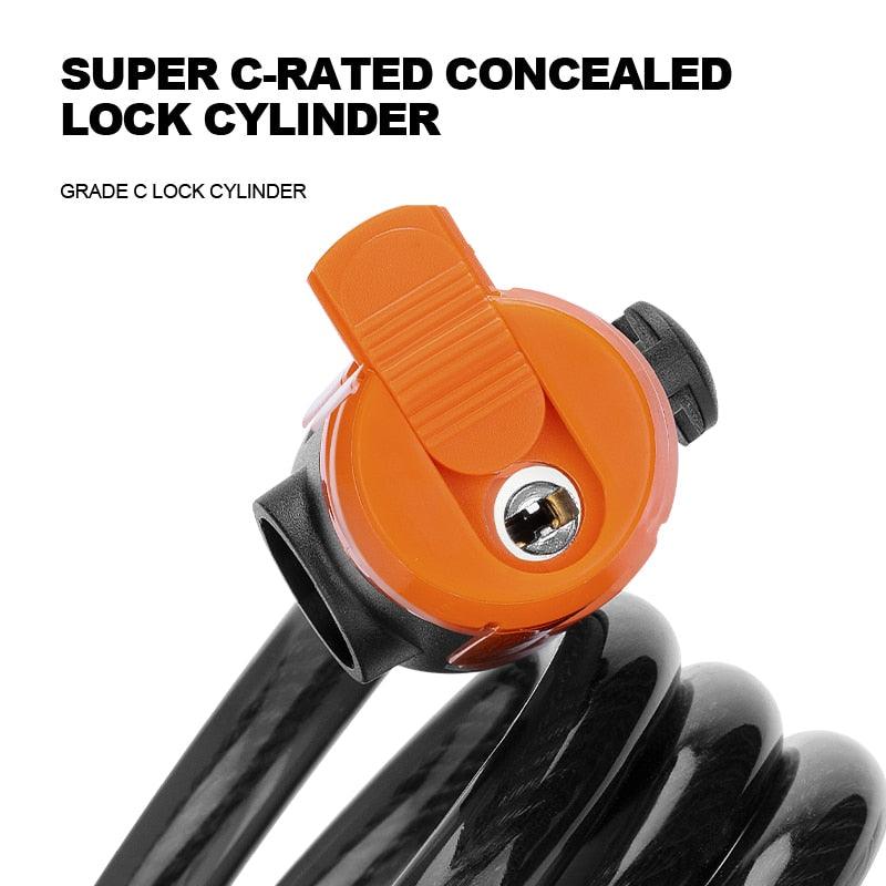 Xunting Bike Lock Coiled Secure Keys - Pogo Cycles