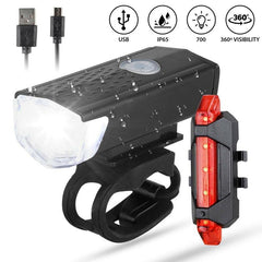 MTB Front Rear Bicycle Bike Lights Set Mountain Bike Night Cycling Headlight USB LED Safety Warning Taillight Bike Accessories - Pogo Cycles