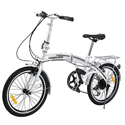 Ridgeyard 20" 6 Speed Folding Foldable Adjustable City Bike Bicycle Shimano (Silver-2) - Pogo Cycles