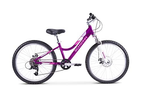 Schwinn Breaker 24" G Kids Bike 21-Speed Mountain Bike for Girls Alloy Steel & Aluminum Frame with Dual Disc Brake for Maximum Safety and Comfortable Ride Purple - Pogo Cycles