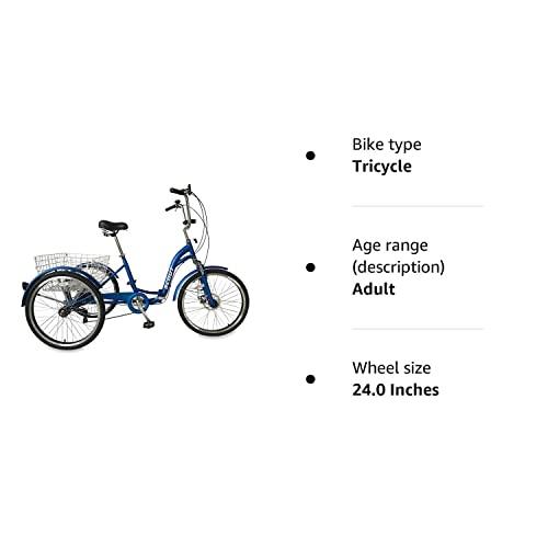 SCOUT adults tricycle, folding tricycle, 24inch wheels, 6-speed shimano gears, front & rear disc brakes (Blue) - Pogo Cycles