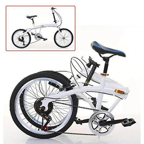 sujrtuj 20 Inch White Folding Bike Unisex Adult 7 Speed Gear Lever Double V Brakes Folding City Bike - Pogo Cycles
