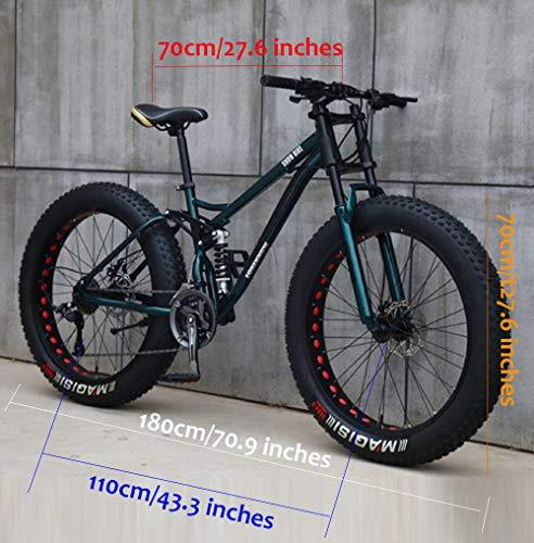 Wind Greeting 26" Mountain Bikes,24 Speed Bicycle,Adult Fat Tire Mountain Trail Bike,High-carbon Steel Frame Dual Full Suspension Dual Disc Brake (Cyan) - Pogo Cycles
