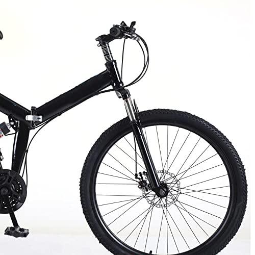 WSIKGHU 26 Inch Mountain Bike Carbon Steel Bike Folding Bike Full Shock Front and Rear Disc Brakes Men and Women Black 21 Speed Road Bike 80-95CM Adjustable Seat Height Can Support 150KG - Pogo Cycles