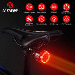 X-TIGER Smart Bicycle Taillight Ultra Bright Riding Safety Auto On/Off Safety Warning Bicycle Light Sensing Rear Lights - Pogo Cycles